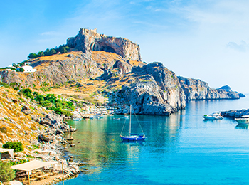 נוף של החוף של האי רודוס